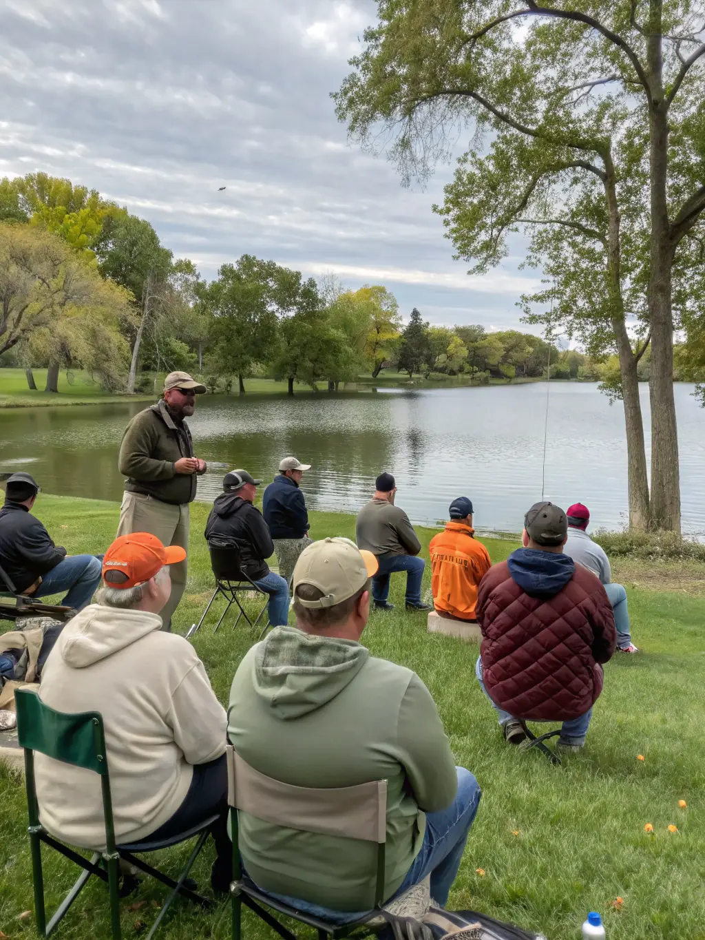 Members of AMICALE DES PECHEURS DE BLYES teaching children about responsible fishing practices and the importance of respecting nature at a community event.